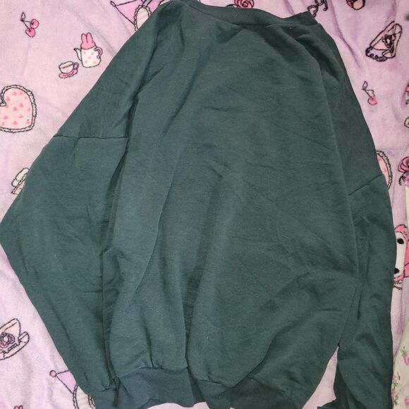 Faded Forest Green Nike Spellout Swoosh Sweatshirt Vintage 2000s Cottagecore Top - Picture 5 of 6